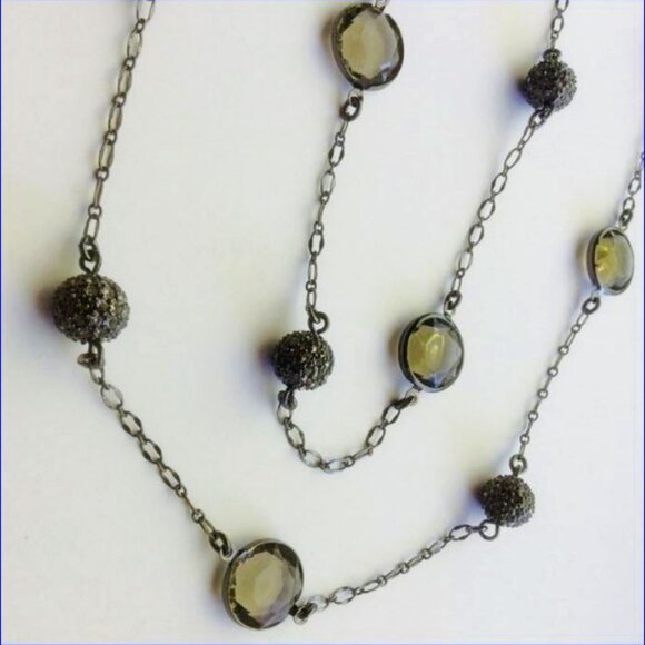 LIA SOPHIA "Jody" Cut Crystal / Smoky Hematite Necklace NIB / Retired - Picture 5 of 8